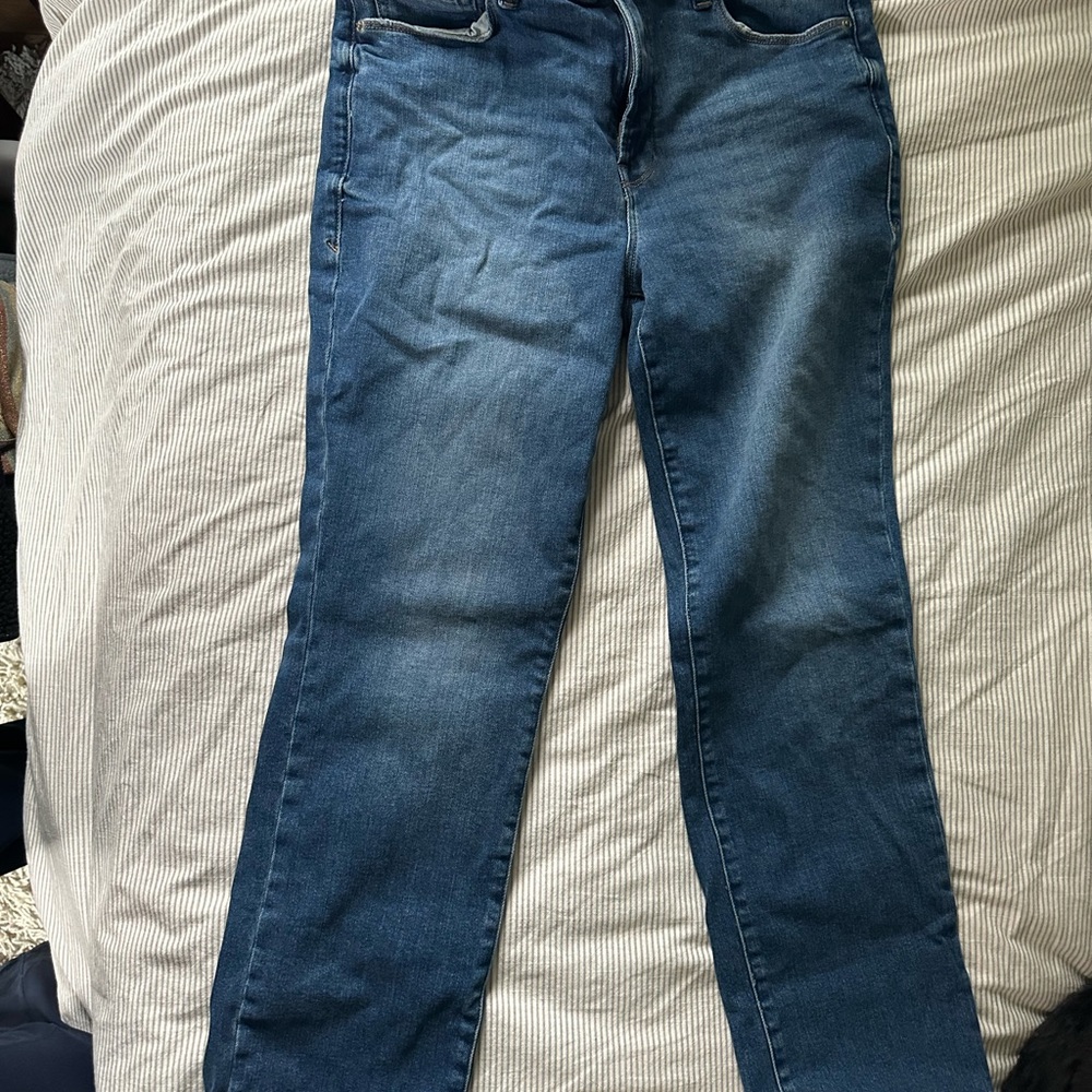 Good American Dark Blue Straight Leg Jeans